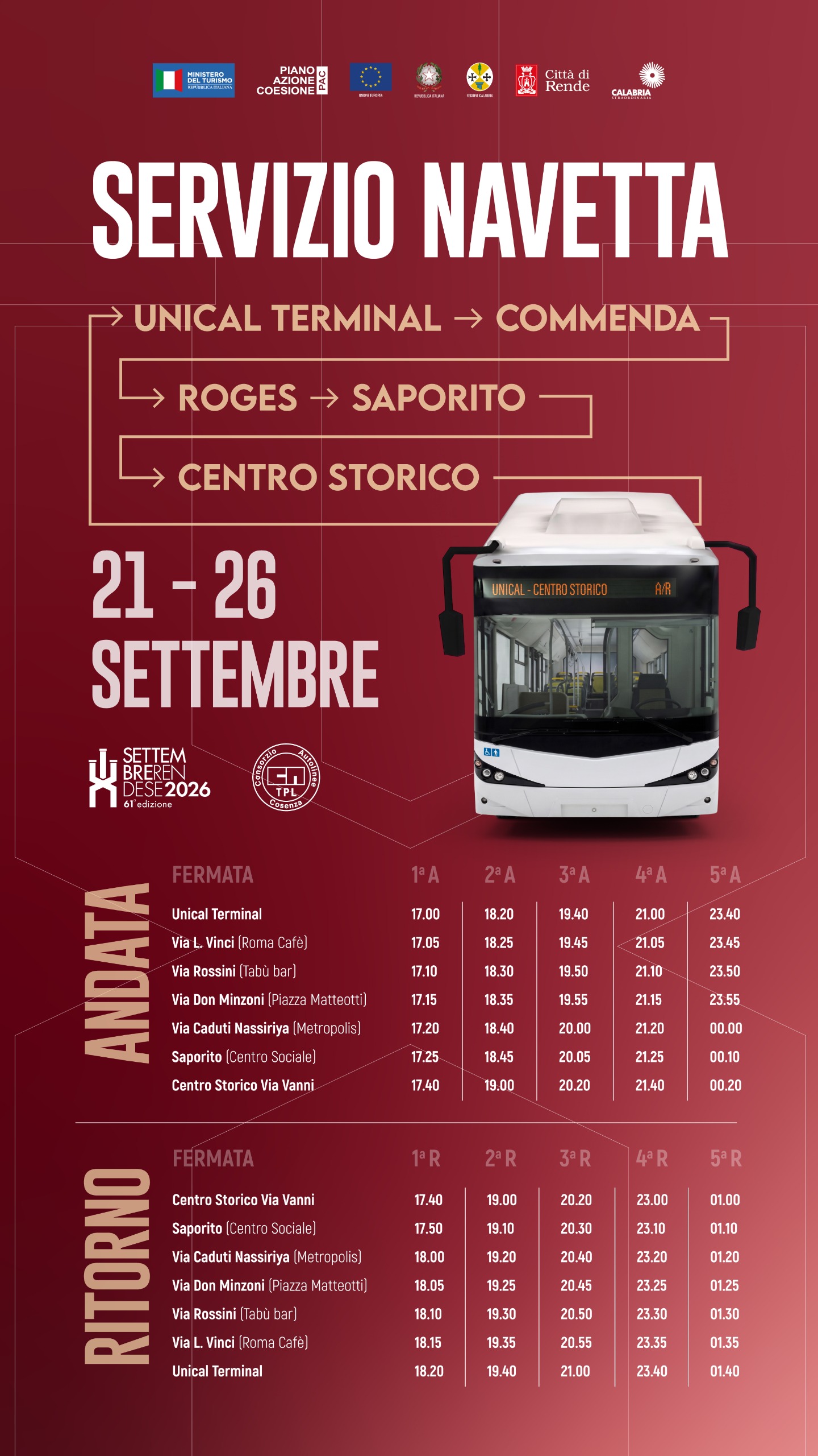 Servizio navetta 2026
